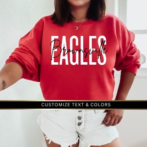 Benutzerdefinierte Maskottchen Sweatshirt | Team Maskottchen, Schullogo-Shirt, Schulteam-Sweatshirt, passendes Team-Sweatshirt, kundenspezifisches Rundhals-Sweatshirt