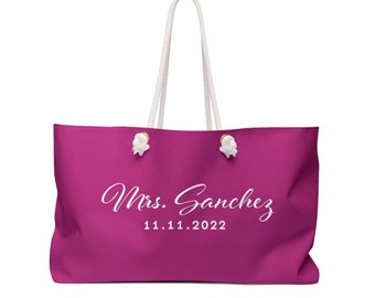 Individuelle Hochzeitstag-Weekender-Tasche | Personalisierte Brauttasche, personalisiertes Geschenk für die Braut, Hochzeitstag-Tasche, Flitterwochen-Geschenk, Brautparty-Geschenke