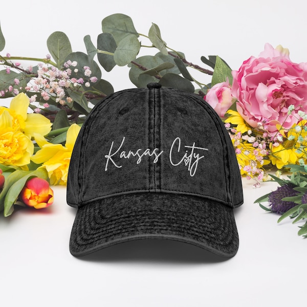 Kansas City Dad Hat | Kansas City | KC | KC Hat | Denim Hat | Personalized Gift | Custom City Gift | Custom Hat | Custom Embroidered Hat |