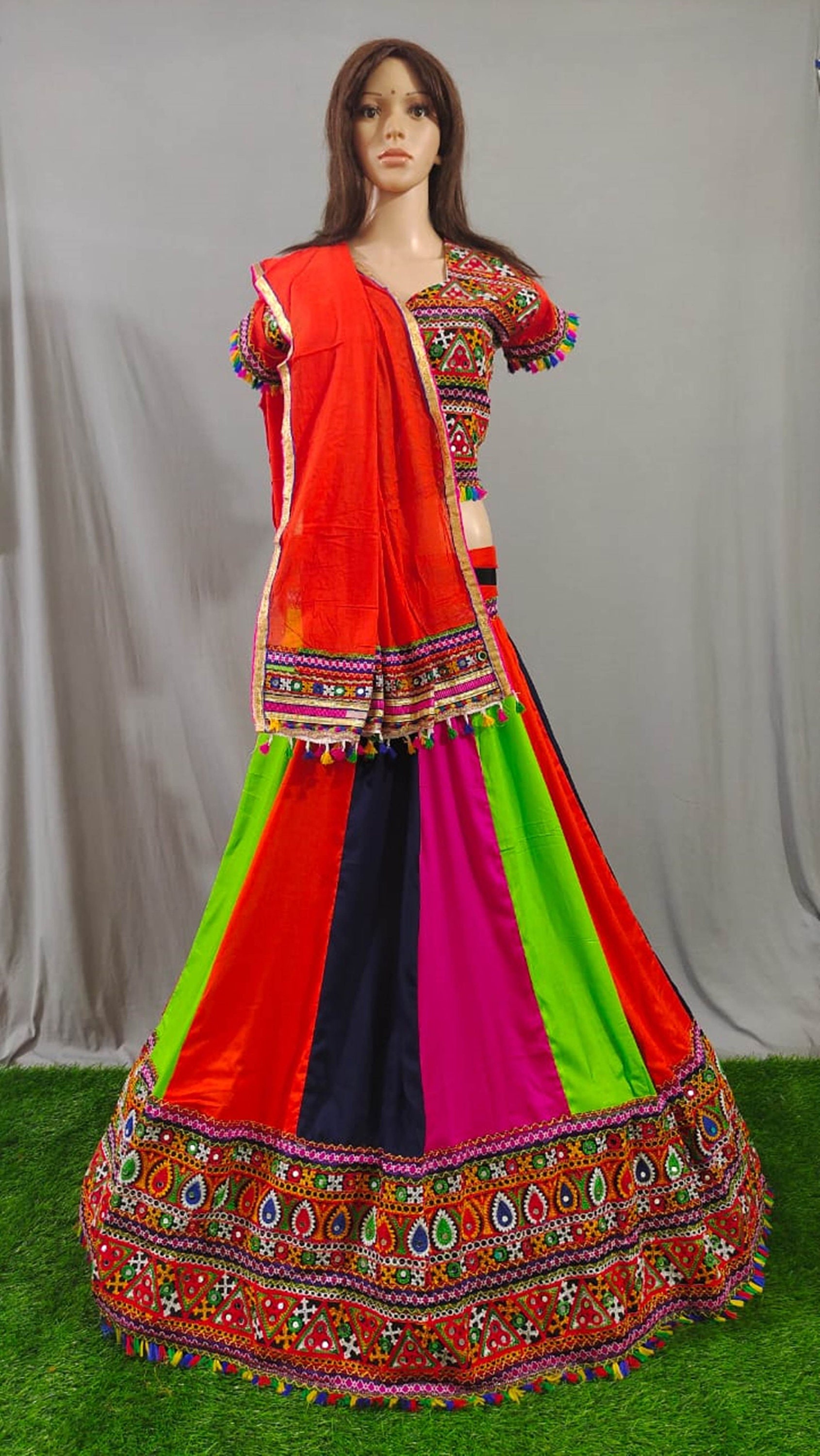 Multi color rayon cotton chaniya choli 38'' long | Etsy