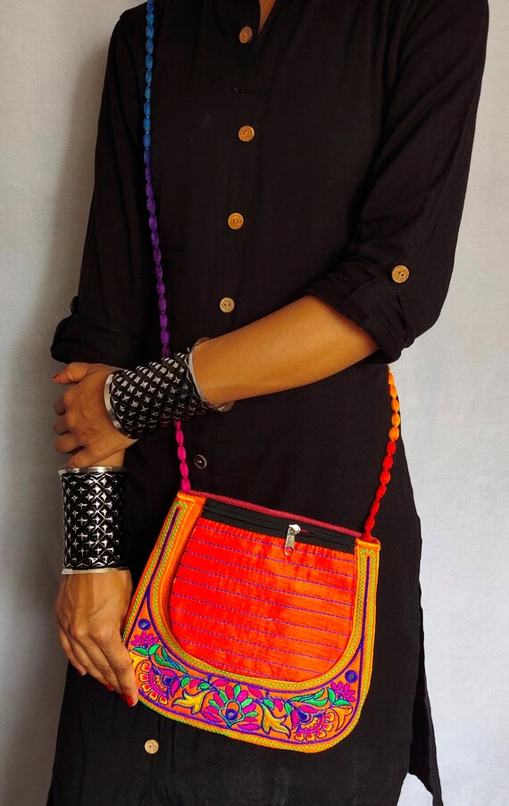 embroidered side bag
