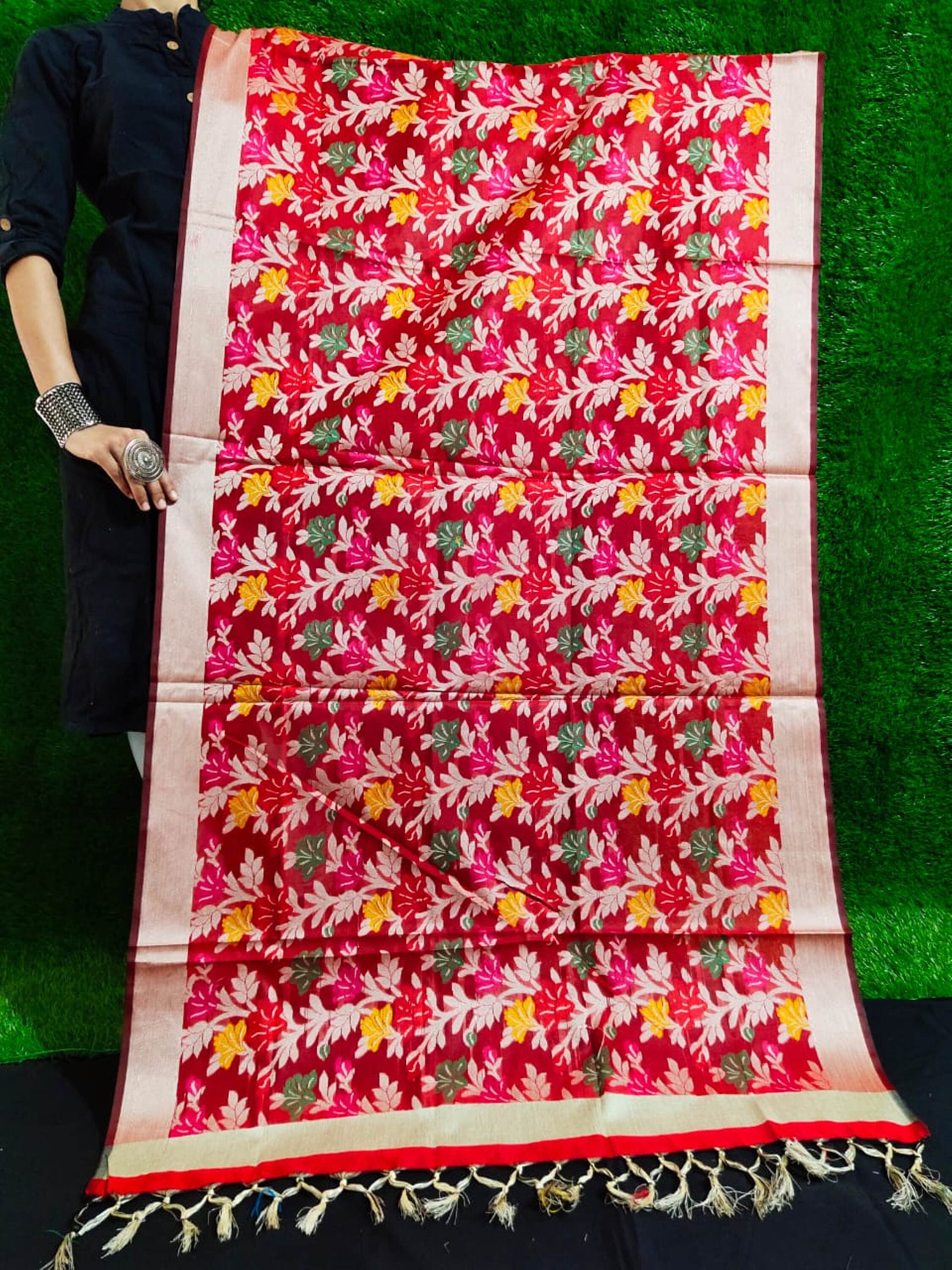 Gujarati Traditional Banarasi Silk DupattaWedding Style Etsy