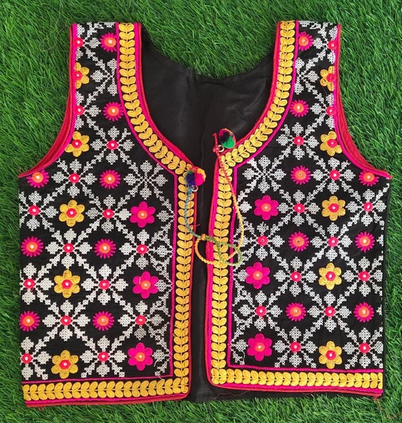 Gujarati Embroidered Jacketbanjara Waistcoatmirror Work Etsy