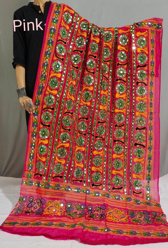 Women's Mirror Work Dupatta-veil Party ...