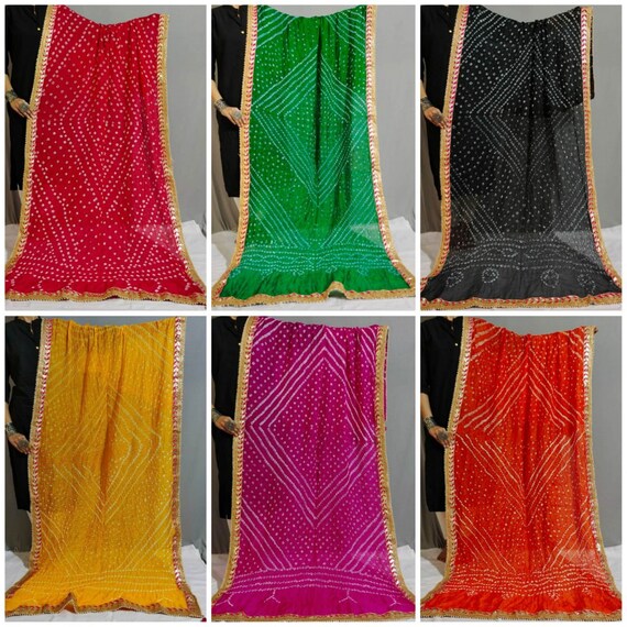 Wholesale Lot Bhandhani Dupatta With Gota Patti Work women Silk