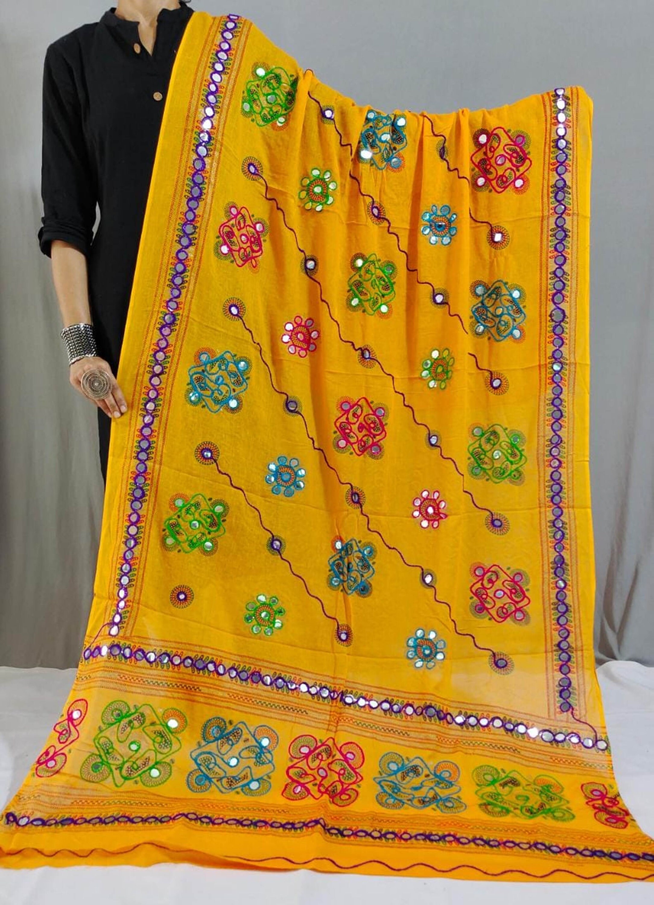 Gujarati Kutch Embroidered Dupatta Veil Party Wear Mirror Work Etsy Ireland