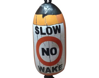 Slow No Wake Zone Outline With Circle on White With Orange A Real Maine Lobster  Buoy 265 Maine Buoys Pier37wrappedbuoys 