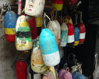 12 Distressed real painted maine lobster buoys Seasonal clearance styrofoam selling these out Limited quantity
