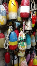 sale while they last 1 rustic and Distressed real painted maine lobster buoys Seasonal clearance styrofoam selling these out