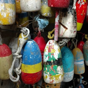 sale while they last 1 rustic and Distressed real painted maine lobster buoys Seasonal clearance styrofoam selling these out