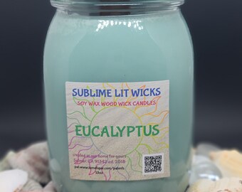 Eucalyptus Soy Wax Wood Wick Candle