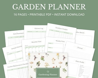 Planificateur de jardin | Téléchargement numérique, Journal de jardin, Journal de jardin, Organisateur de jardinage, Classeur de jardin, PDF imprimable