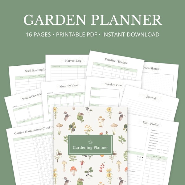 Garden Planner | Digital Download, Garden Journal, Garden Log, Gardening Organizer, Garden Binder, Printable PDF