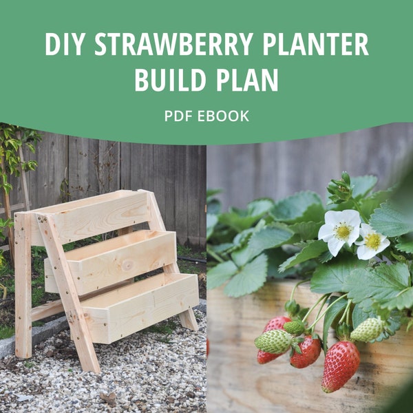 DIY Strawberry Planter Build Plan | Digital Woodworking Build Plan, PDF Download, Cut List, DIY Tiered Garden Planters