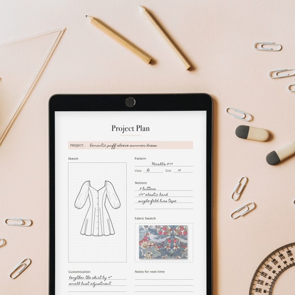 Planificateur de couture | Imprimable numérique, suivi de projet de couture, lettre A4 et US, modèle imprimable PDF, suivi de l’inventaire des tissus et des motifs