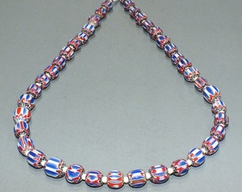 Necklace Strand Chevron Glass Beads Thailand FREE SHIPPING