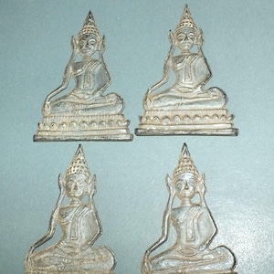 Four Metal Buddha Charms Talisman Thailand