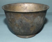 Old Bronze Ritual Offering Bowl Tibet FREE SHIPPING