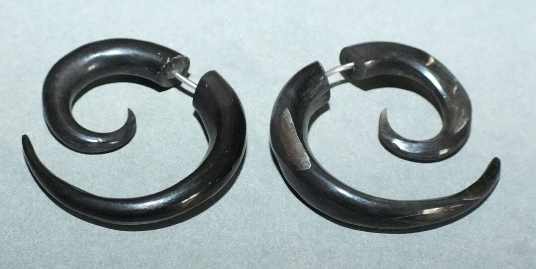 Hand Carved Folk Buffalo Horn Ear Plug From Indonesia FREE Etsy UK