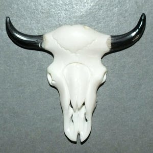 Hand Carved Folk Bone and Horn Pendant with Buffalo Skull Shape from Indonesia