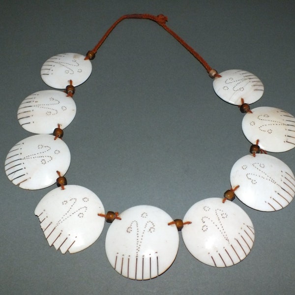 Necklace with Shell Pendants and Glass Beads Naga India FREE SHIPPING