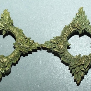 Two Brass Naga Snake Amulets Talisman Pendants Thailand