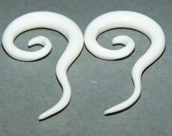 Hand Carved Folk Buffalo Bone Gauge Earring from Indonesia FREE SHIPPING