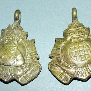 Two Brass Rahu Amulets Pendants Thailand