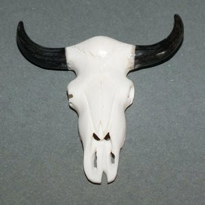 Hand Carved Folk Bone and Horn Pendant with Buffalo Skull Shape from Indonesia
