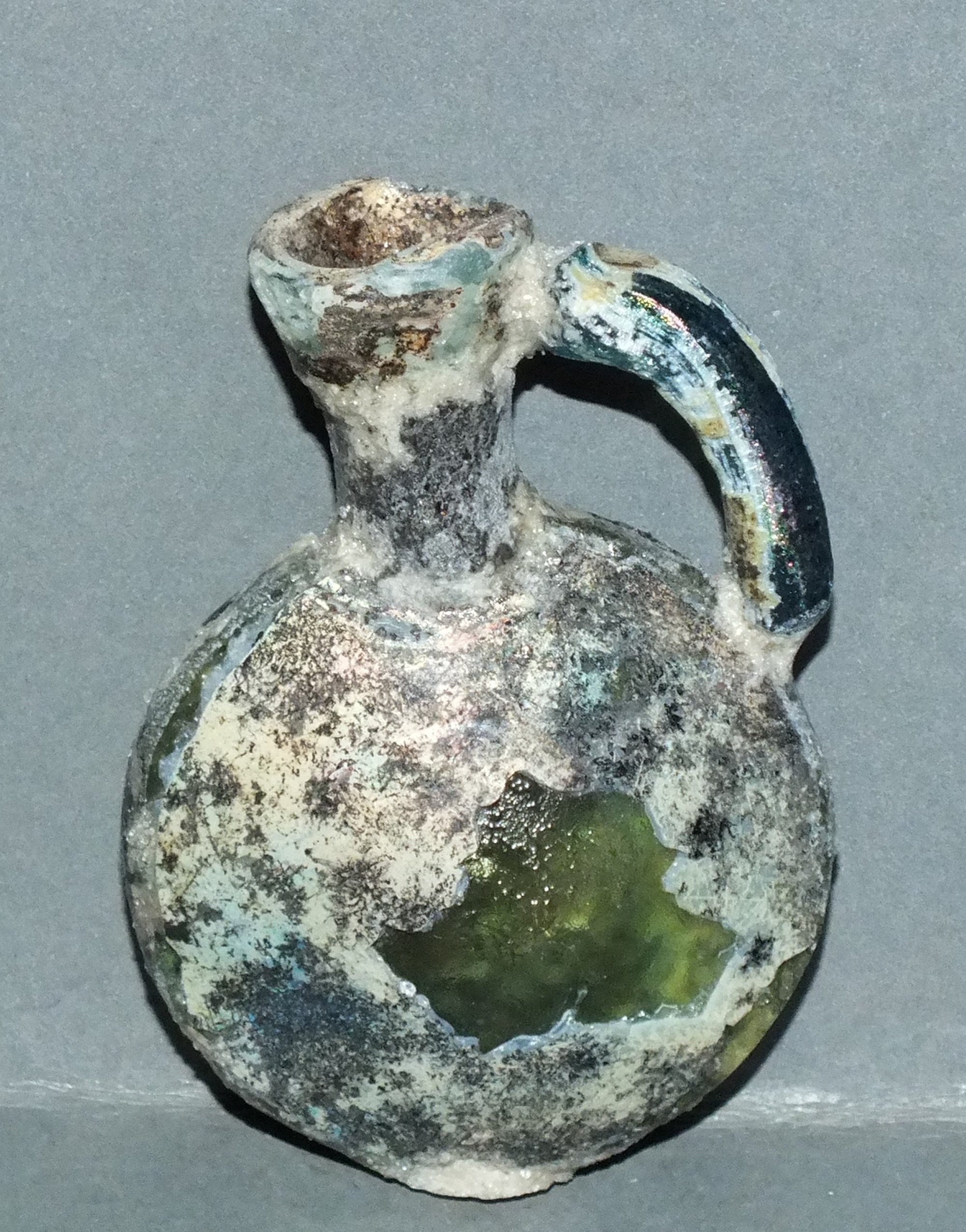 Ancient Roman Glass Bottle Vase Vessel Pot Beautiful Patina Afghanistan FREE SHIPPING