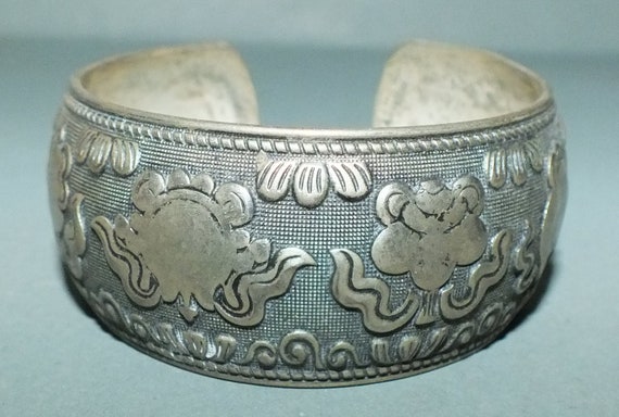 Metal Bracelet with Buddhist Eight Auspicious Sym… - image 1