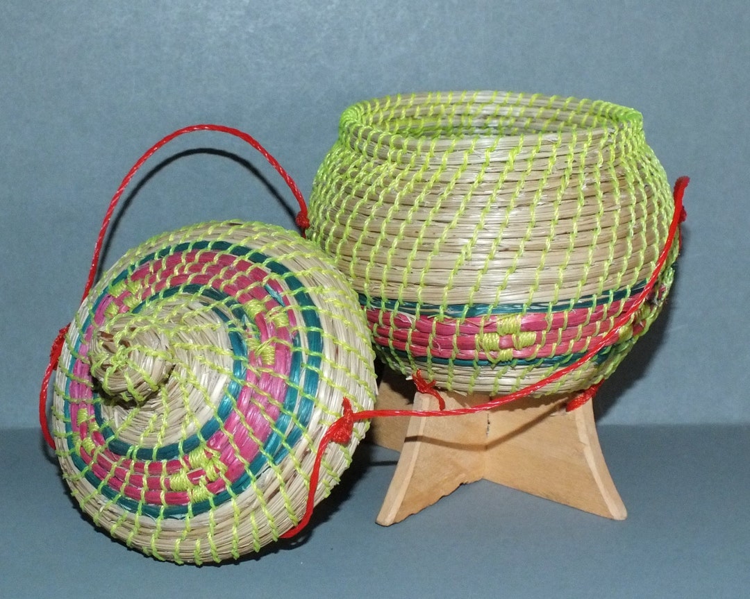 Bast Fibre Rice Basket Handmade Basket Thailand Etsy