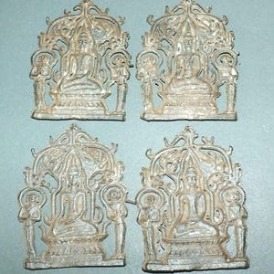 Four Metal Buddha Charms Talisman Thailand