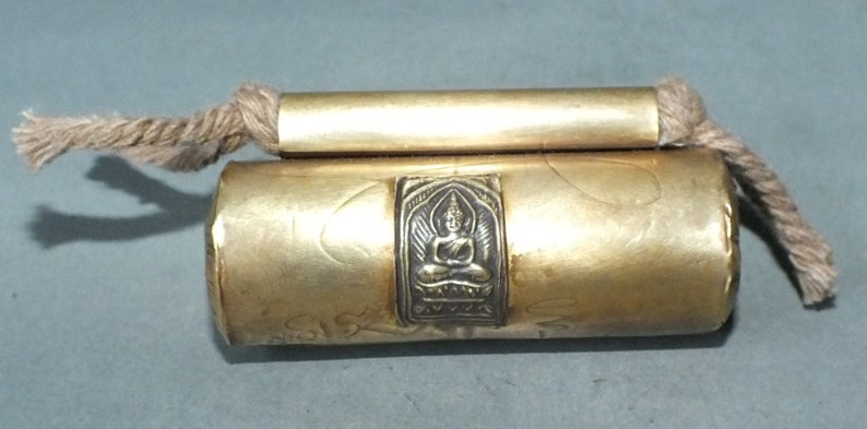 Buddhist Brass Takrud Talisman Amulet Charm Thailand FREE SHIPPING