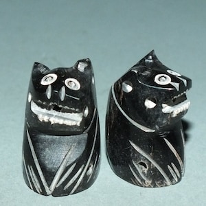 Two Filled Horn Tiger Amulets Pendants Thailand