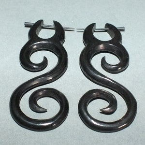 Hand Carved Folk Buffalo Horn Earrings from Indonesia FREE SHIPPING