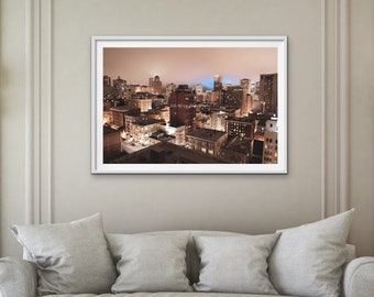 San Francisco Print, California Wall Art, City Night Poster, Photography Prints, MidCentury Wall Decor, Cityscape Art Print,Night Sky