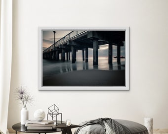 Zonsondergang kunst aan de muur, zee print, nautische decor, zonsondergang hemel print, oceaan zonsondergang foto, Coney Island kunst, strand Pier foto, Seashore afdrukbare kunst