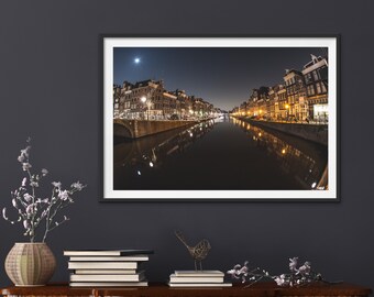 Amsterdam Wall Art, Impresión del cielo nocturno, Impresión del paisaje, Impresión del horizonte de la ciudad, Fotografía del paisaje urbano, Fotografía urbana, Impresiones de la fotografía