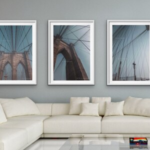 Brooklyn Bridge Art, Wall Gallery Set, Set of 3 Prints, Dinning Room Wall Decor, Digital Download Files, New York Photography, NYC Poster