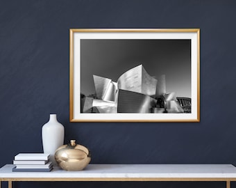 Arte de pared en blanco y negro, impresión de arte de Los Angeles, arte de Walt Disney Hall, decoración de pared de B&W, fotografía de arte urbano, Los Angeles Fotos