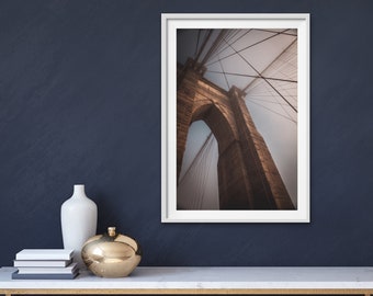 Brooklyn Bridge Wall Art, cartel de Nueva York, fotografía de Nueva York, arte imprimible puente, decoración de pared de oficina, impresiones de NYC, regalo para él, arte de NYC