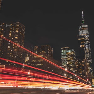 Night New York City Skyline Print, New York Lights Wall Art, Digital Prints, NYC Photography, Architecture Print, New York Poster, NYC Photo