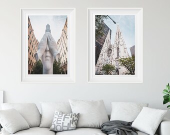New York Print Set, Nueva York, Arte de pared de 2 piezas, Decoración de pared de Manhattan, Impresión de arquitectura, Impresiones fotográficas, Decoración de dormitorio, Arte urbano