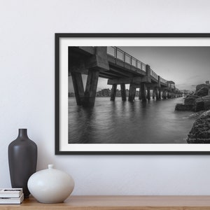 Black & White Wall Art, Beach Wall Decor, Miami Beach Print, Ocean Pier Photography, Landscape Photography, Ocean Print Art, Beach Art
