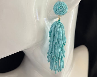 Beaded Tassel earrings - Tassel earings - Beaded earrings