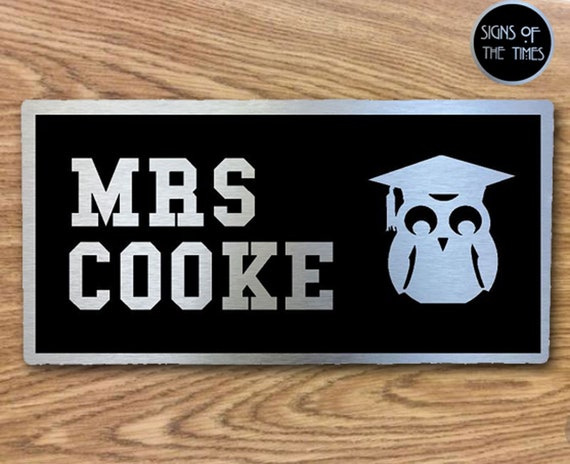 Personalised Teacher Door Signs With Owl 150 X300 Mm Modern Etsy