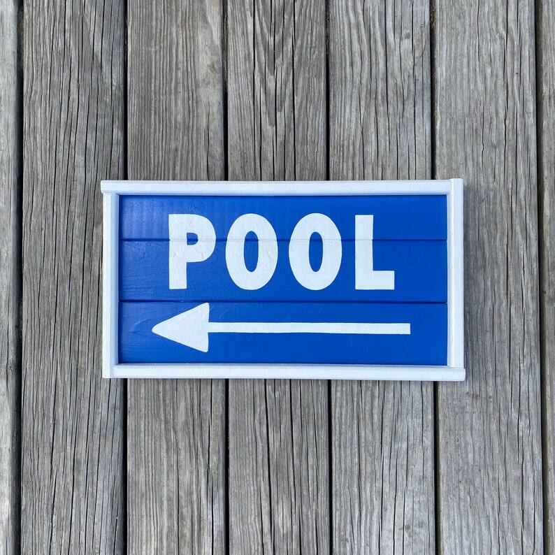 Pool Arrow Sign Framed To The Pool Sign Beach Direction Etsy