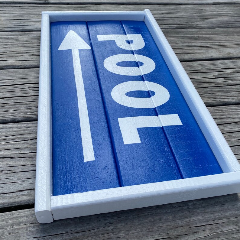 Pool Arrow Sign Framed To The Pool Sign Beach Direction Etsy