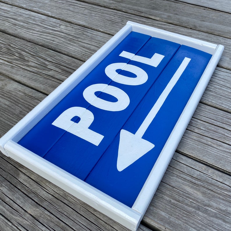 Pool Arrow Sign Framed To The Pool Sign Beach Direction Etsy
